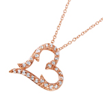 sterling silver rose gold plated cz heart pendant necklace