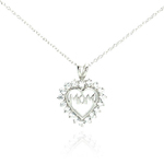 sterling silver mom heart pendant necklace