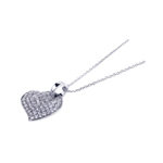 wholesale 925 sterling silver round heart cz inlay necklace