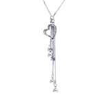 wholesale 925 sterling silver cz heart dangling pendant necklace