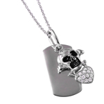 skull heart tag necklace
