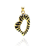 sterling silver gold plated cz striped pendant leather necklace