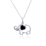 wholesale sterling silver cz elephant pendant necklace