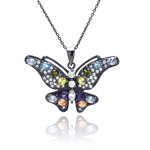 wholesale sterling silver cz butterfly pendant necklace