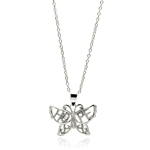 wholesale sterling silver cz butterfly pendant necklace