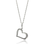 wholesale sterling silver cz heart pendant necklace