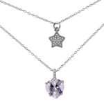 wholesale sterling silver star heart cz necklace