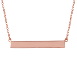 sterling silver rose gold plated rectangular tag necklace