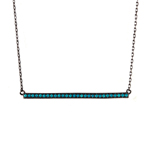 sterling silver black rhodium plated bar necklace with synthetic turquoise stones