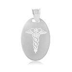 sterling silver high polish engravable charm with medical sign
