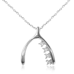 wholesale sterling silver personalized wish bone with 4 mounting necklace
