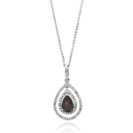 wholesale sterling silver open teardrop center redcz necklace