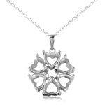 wholesale sterling silver personalized 6 hearts mounting flower necklace