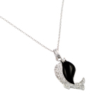 wholesale sterling silver cz onyx whale pendant necklace