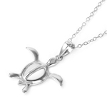 sterling silver tortoise shaped pendant with cz stud necklace