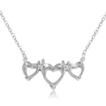 wholesale sterling silver 3 hearts mounting necklace
