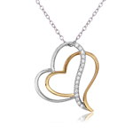 wholesale sterling silver 2 toned double open heart necklace