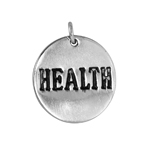 sterling silver 'health' engraved disc pendent