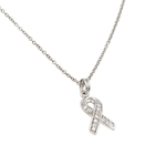 sterling silver cz rhodium plated ribbon pendant necklace
