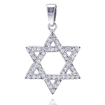 wholesale sterling silver hebrew star cz dangling pendant