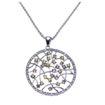 sterling silver open circle filigree small yellow and cz necklace