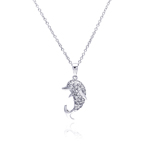 wholesale sterling silver dolphin cz necklace