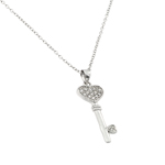 wholesale sterling silver heart key cz necklace