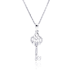wholesale sterling silver open key cz necklace