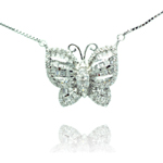 wholesale sterling silver pave butterfly cz necklace