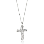 wholesale sterling silver curvy cross cz necklace