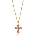 sterling silver rose gold plated cross cz inaly dangling necklace
