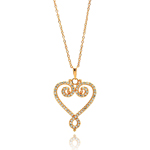 sterling silver gold plated open heart cz outline necklace