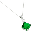 wholesale sterling silver green cz square pendant