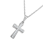wholesale sterling silver cross cz inlay necklace