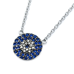 wholesale sterling silver blue and circle cz necklace