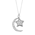 wholesale 925 sterling silver moon star necklace