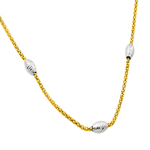 sterling silver gold plated three white beads necklace