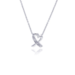 sterling silver pretzel heart pendant necklace