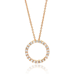 sterling silver gold plated cz open circle pendant necklace