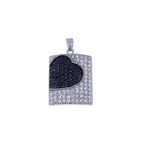 wholesale 925 sterling silver and black cz heart pendant