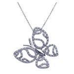 wholesale sterling silver cz butterfly pendant necklace