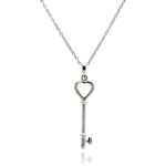 wholesale sterling silver cz key pendant necklace