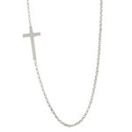 sterling silver high polish rolo necklace with cross