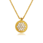 sterling silver gold plated cz encrusted round bowl pendant with chain