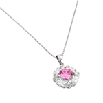 wholesale sterling silver circle center pink cz necklace