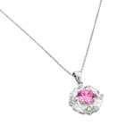 wholesale sterling silver circle center pink cz necklace