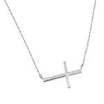 wholesale sterling silver plain sideways solid cross pendant necklace