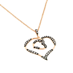 sterling silver and black rhodium plated open heart necklace