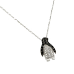 wholesale sterling silver and blackcz penguin pendant necklace