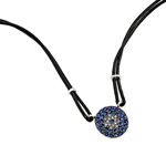 wholesale sterling silver circle with blue and cz stones pendant necklace